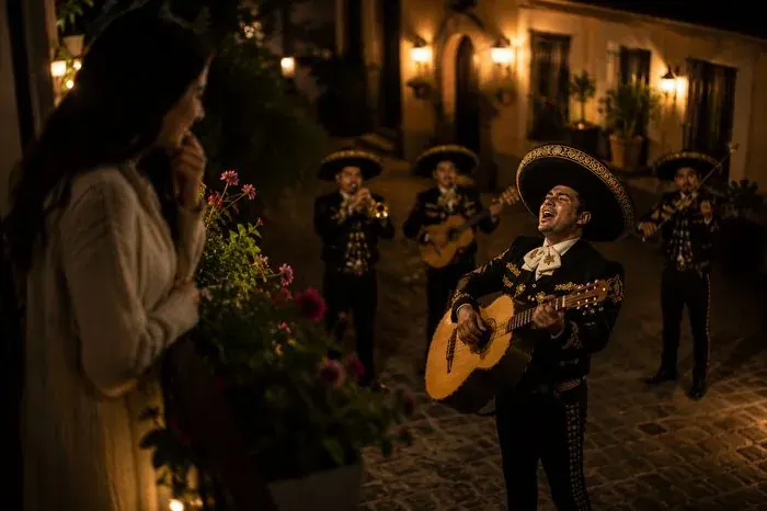 Serenata de mariachi a domicilio en Madrid - sorpresa en un balcón