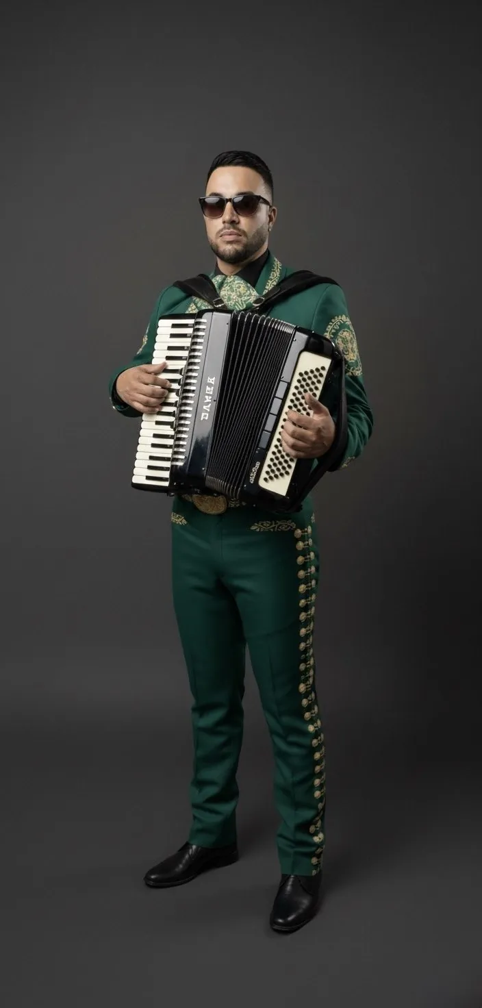 Mariachi en Madrid con guitarrón mexicano y traje charro tradicional